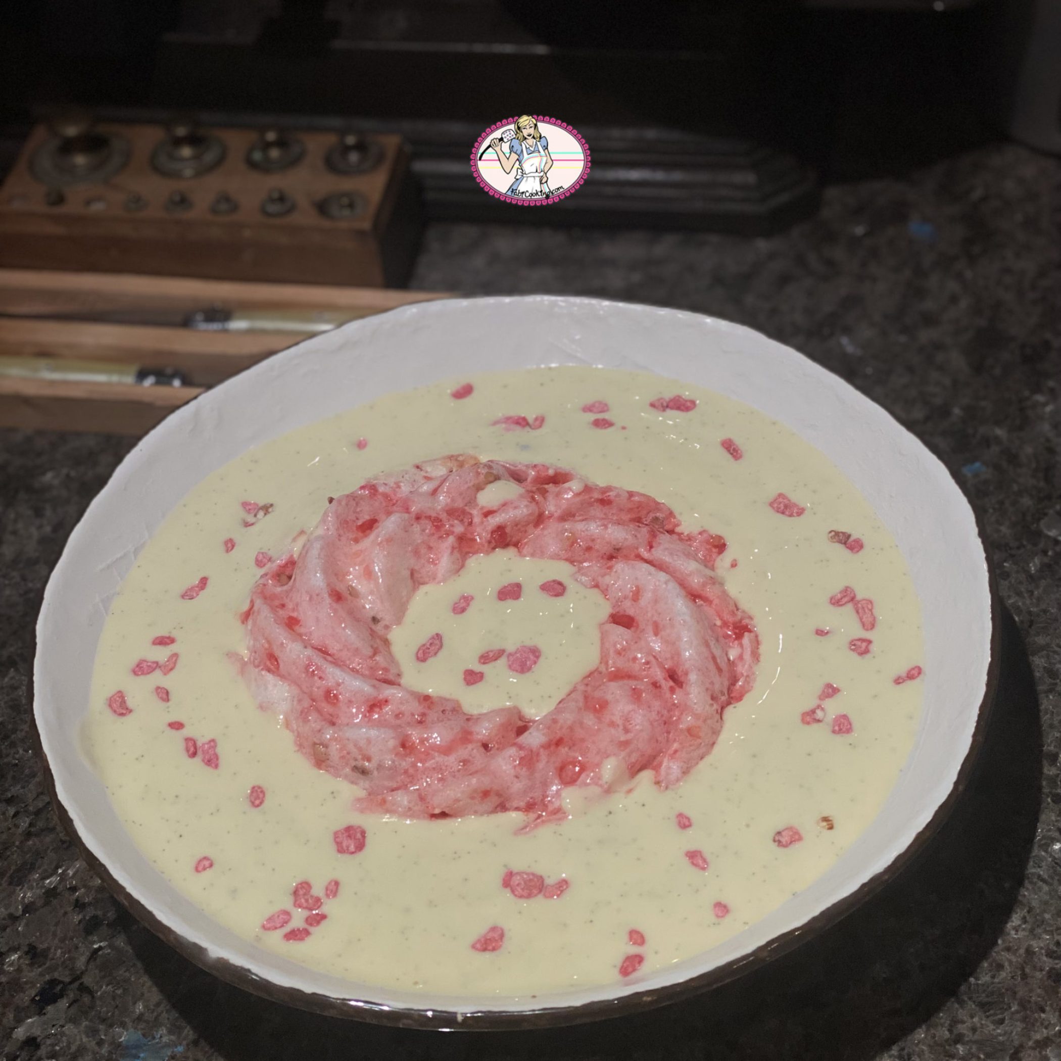 Île flottante aux pralines roses