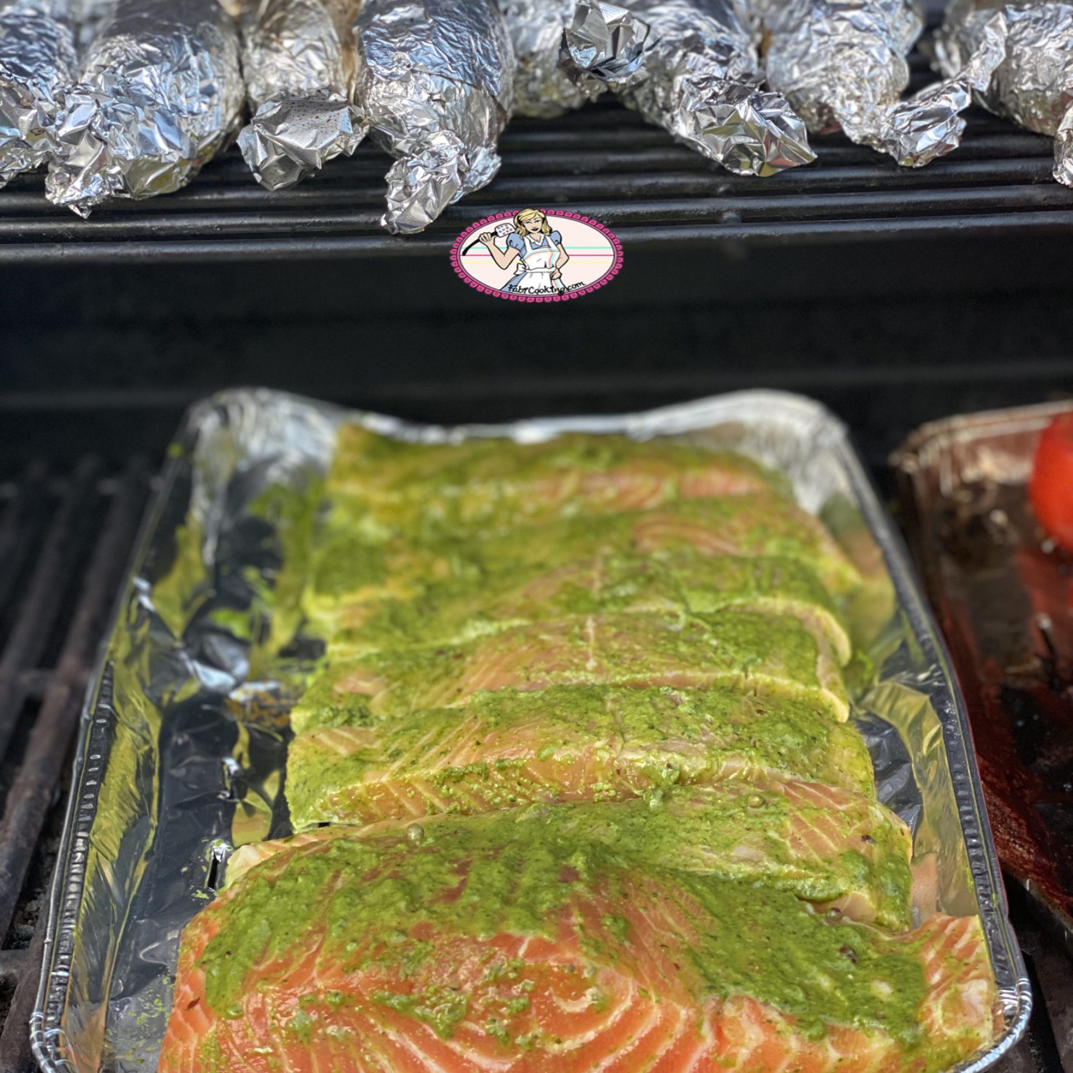 Saumon au barbecue et sa sauce verte