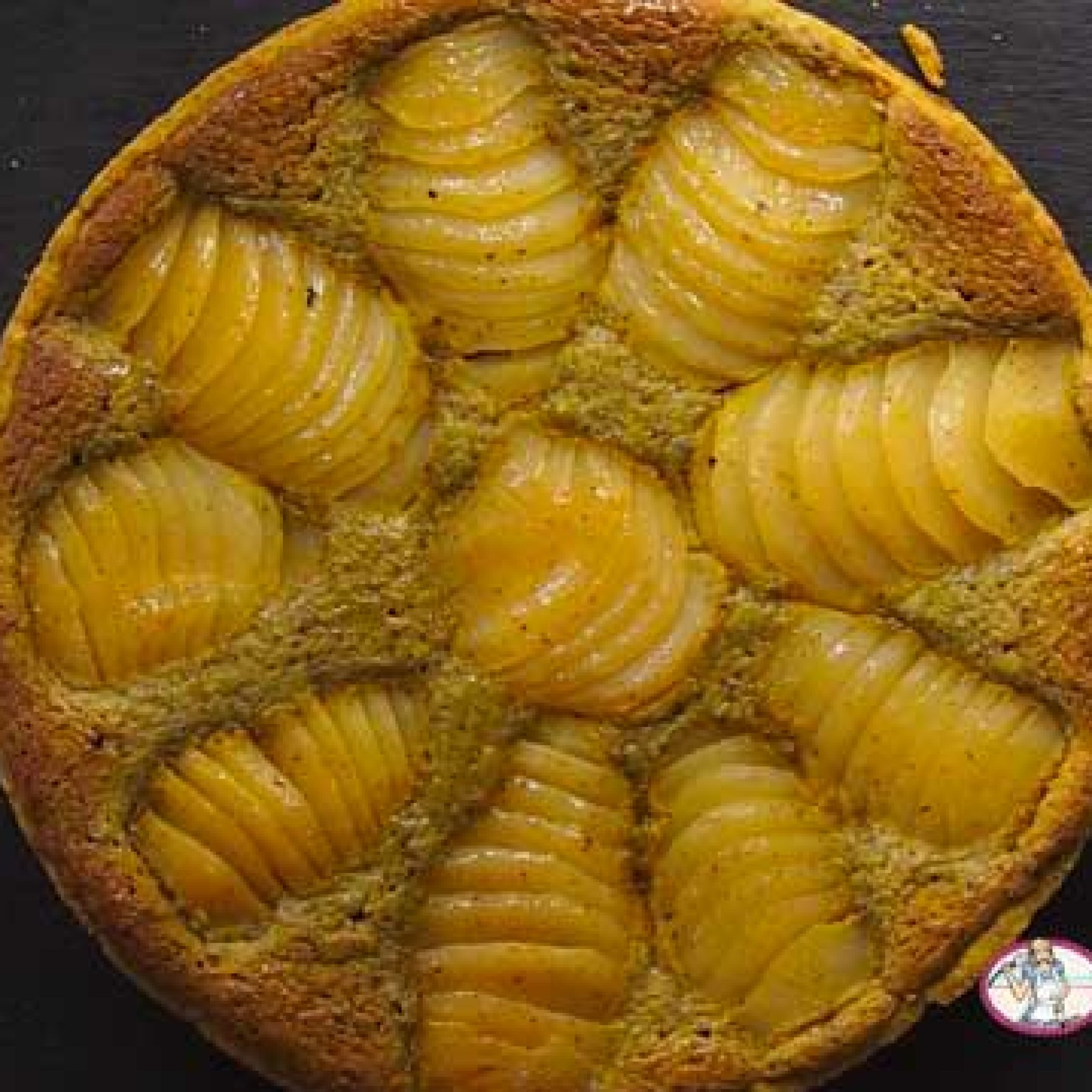 Tarte poires et crème de pistache